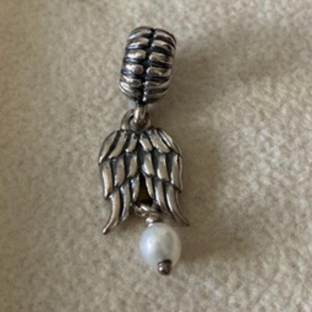 Pandora guardian angel wings with pearl charm